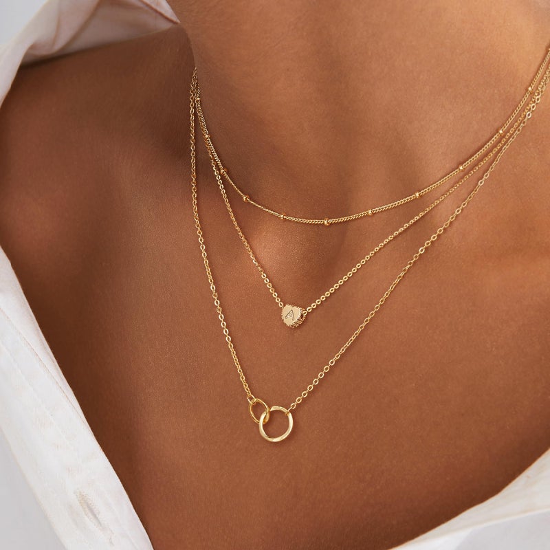 Fettero Tiny Gold Initial Heart Necklace-14K Gold Plated Handmade Dainty Personalized Letter Heart Choker Necklace For Women Necklace Jewelry - Image 3